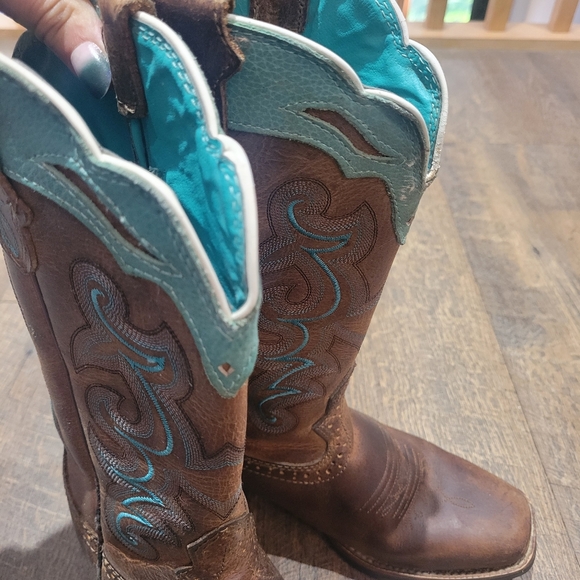 Justin Leather Western Cowboy Boots - Picture 7 of 16